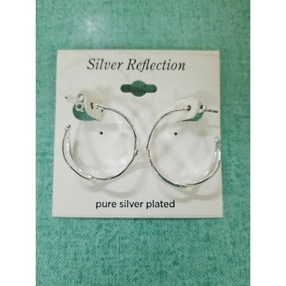Silver Reflection pure silver plated Double Hoop P - Picture 1 of 5